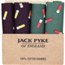 Jack Pyke 4 Pack Hankies (O/S) (WINE/GREEN) (JPKHANCART)